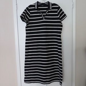 Land's End Striped Polo Dress - Large Tall